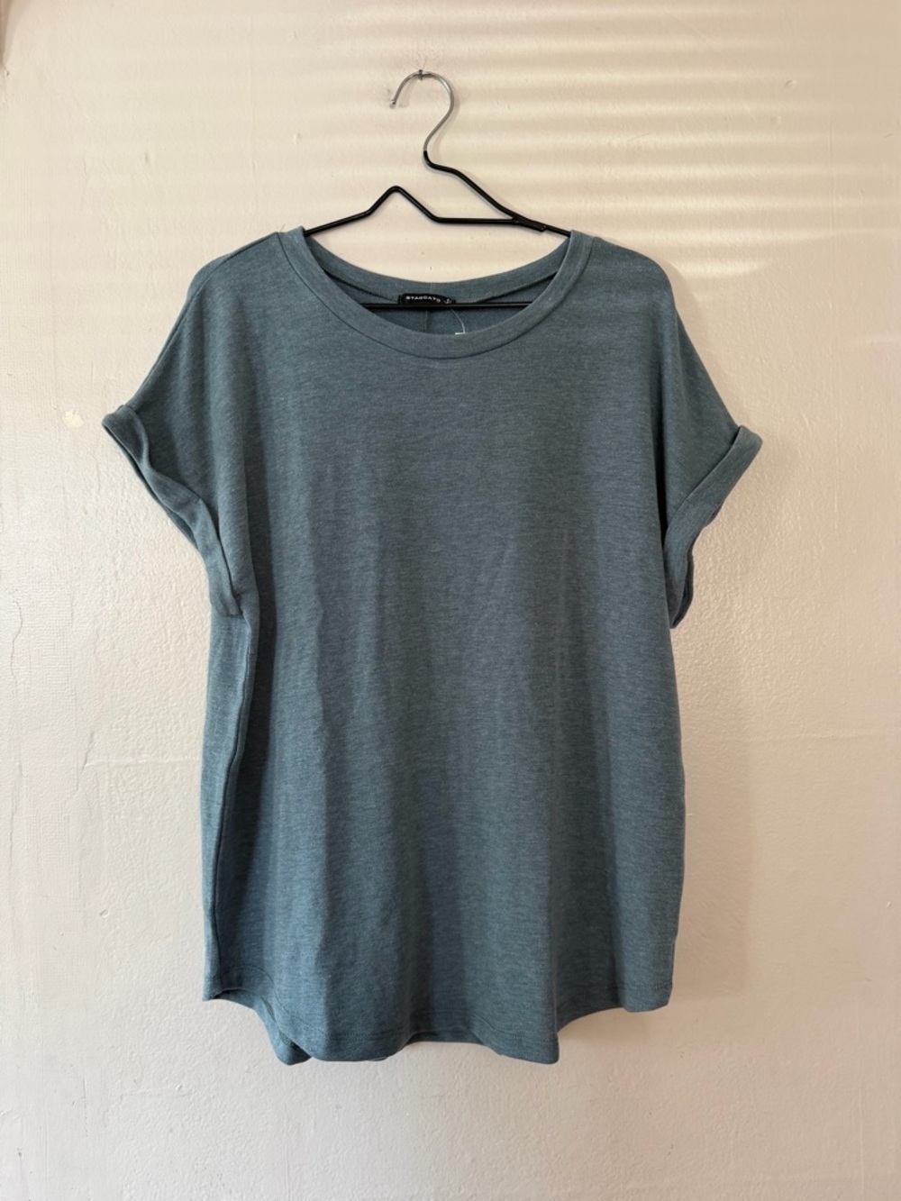 Staccato Slate Blue Short-Sleeve Rolled Cuff Tee Women’s Size Large NEW